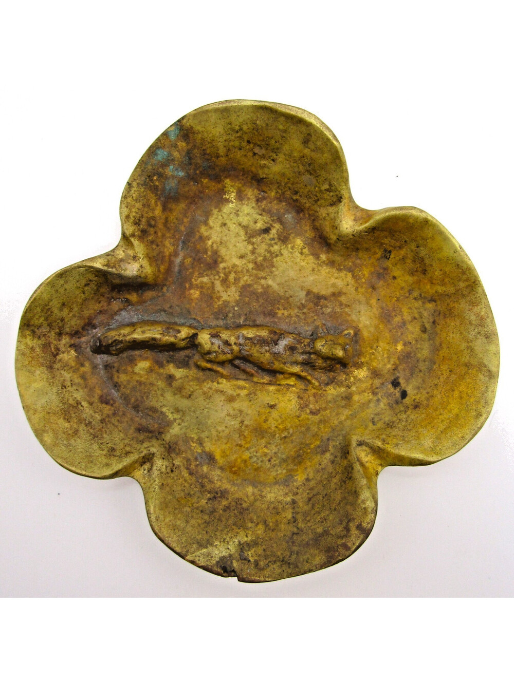 Historic Virginia Metalcrafters Brass Fox Clover Trinket Dish